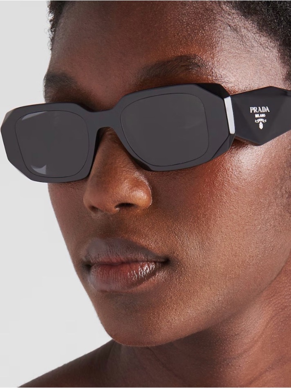 Prada Glossy Black Angular Frame Sunglasses